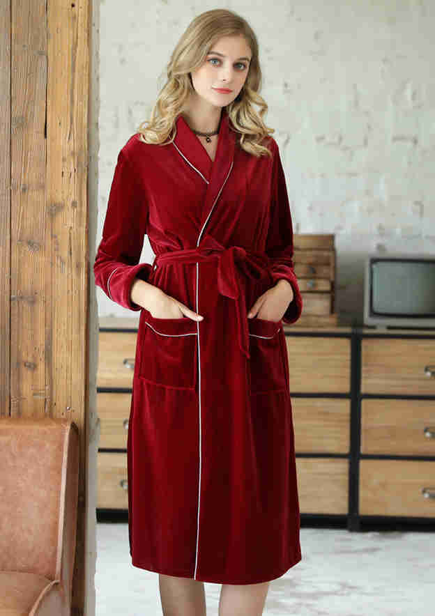 Attractive Velvet Bride Her TeaLength Robe (M9070) Robes & Sleepwear
